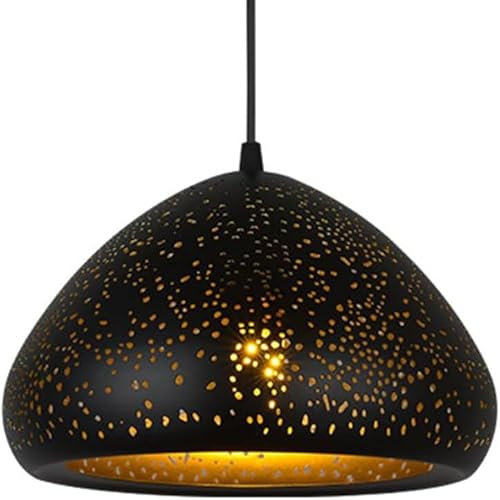 SIYANE Lámpara colgante marroquí de metal, lámpara turca negra, lámpara de techo colgante antigua vintage, lámpara industrial árabe para cocina, granja, comedor, restaurante, pasillo