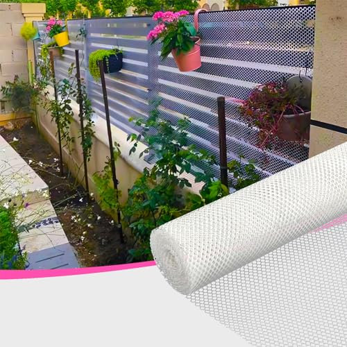 HQQMNY Garden Net, Gutter Protection, Plastic, HDPE, 1.5 m x 6 m, Leaf Protection Grid for Gutters, Leaf Catcher, Tree Net, Bird Net, Chickens, Tree Net, White Net Hole: 0.8 cm