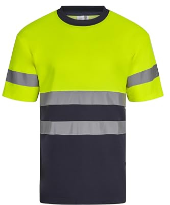 VELILLA 305613; Camiseta Algodón Bicolor Manga Corta; Color Azul Navy y Amarillo Fluor; Talla 2XL