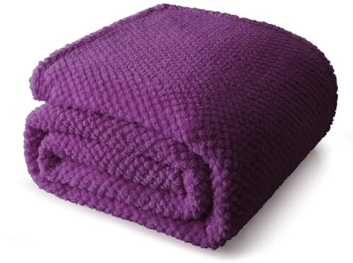 Whale Flotilla King Size Fuzzy Fleece Blanket for Bed, 230x264 CM Fluffy Warm Soft Jacquard Bed Blankets for All Season, Lightweight and Cozy, Purple