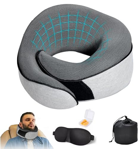 Dreamjoys Reisekissen Flugzeug 2.0, Nackenkissen Reise, Travel Pillow, Kissen Flugzeug, Reisekissen Memory Foam, Schlafkissen Flugzeug, Ideal Für Reisen Mit Flugzeug, Auto, Zug