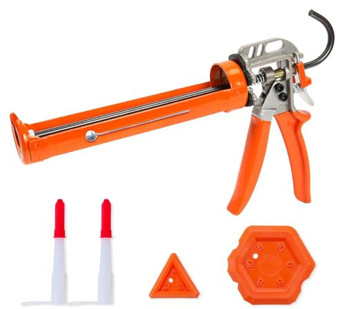 Holothurian Caulking Gun, Caulk Gun No Drip,Sealant Finishing Tool Grout Scraper for Kitchen Bathroom Window Sink Joint, 1/10 Gallon Cartridge, 20:1 Thrust Ratio