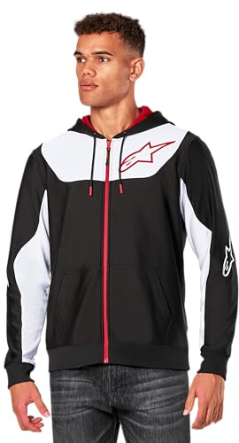 Alpinestars Sessions V3 Hoodie Felpa con Cappuccio Uomo Stile Sportivo Nero/Bianco/Rosso S