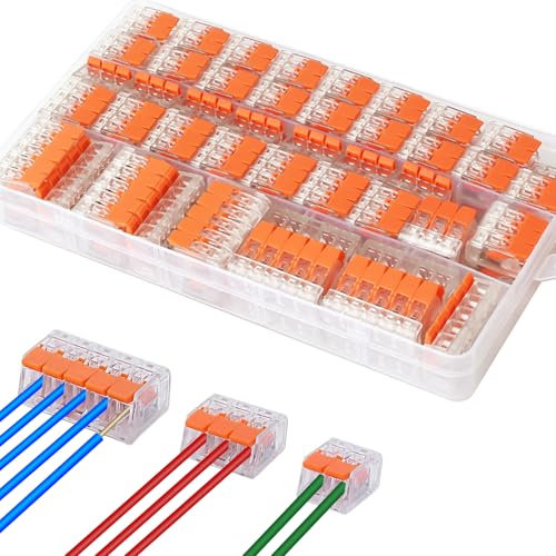 Kabelverbinder, 75 Stück Kabelklemmen mit Betätigungshebel, 4mm² Leiter Klemme Kabelklemmen Elektro, Mit 2 HäFen 35 StüCk, 3 HäFen 25 StüCk, 5 HäFen 15 StüCk, Für Kabel Verbinden
