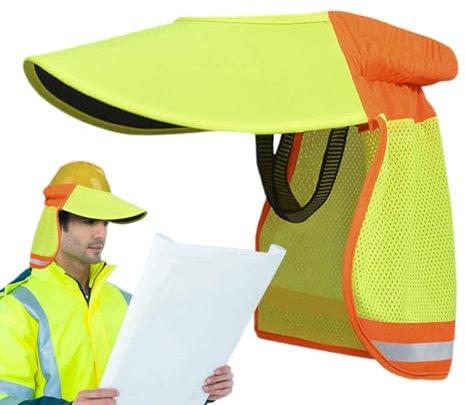 Casque de protection solaire – Protection solaire améliorée pour les travailleurs en maille à bord complet | Tour de cou portable avec bande réfléchissante | Casque de protection solaire pour le
