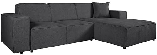 BEAUTY SOFA Pedro Ecksofa, Breite 267 cm, L Rechts, Raven 18, Dunkelgrau, Minimalistisches Design, Freistehend, Hochwertige Polsterung