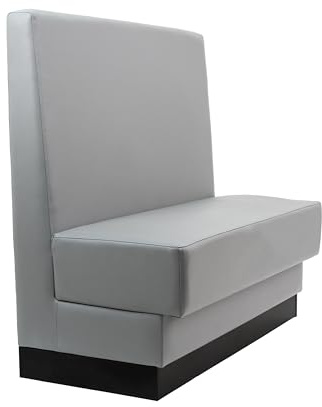 FDP Single-Sided Two Person Commercial-Grade Durable Vinyl Restaurant Booth Seat Heavy-Duty Wall-Flush Design for Diner, Lounge and Cafeteria Bench Seating, Fully Assembled - Dark Gray