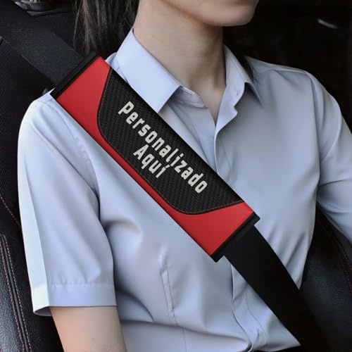 Almohadilla y Funda Cinturón Coche – Accesorio Transpirable Personalizable – Hombreras para Cinturón de Seguridad de Automóvil para Niños y Adultos Fibra de Carbono