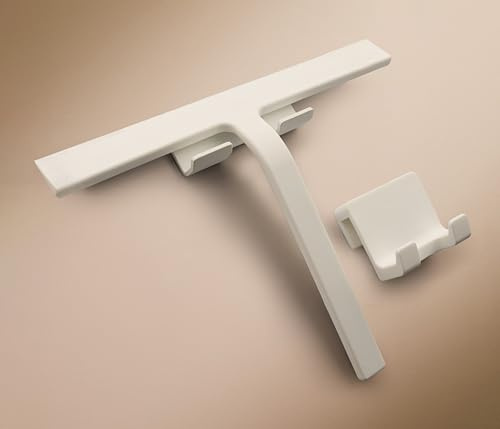 Design Hamburgo Limpiacristales de Ducha | Limpia mamparas de Silicona Negro o Blanco | Soporte sin Taladro | Diseño Moderno para baño | 23 cm | Blanco