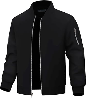 Autsel Mens Bomber Jacket Casual Lightweight Windbreaker Stand-up Collar | Spring Autumn Sportwear Outwear Men's Fashion Streetwear Coats Jackets
