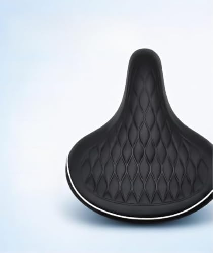 Mountain Bike Seat, Wide Comfortable Bicycle Saddle with Dual Shock Absorbing Balls, Diamond shape Anti Slip Leather, Ventilated Ergonomic Bike Seat Cushion for MTB and Road Bikes