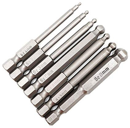 JTENG 7 teilig Innensechskant schlüssel Satz mit Kugelkopf 1/4 Sechskant Magnetischen Innensechskant Schraubendreher Set Bits Elektrische Schraubendrehersatz