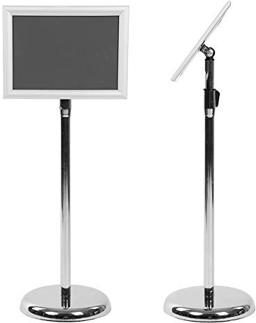 Zerone A3/A4 Poster Stand, Silver Adjustable Floor Standing Menu Stand, Right Angle Sign Holder