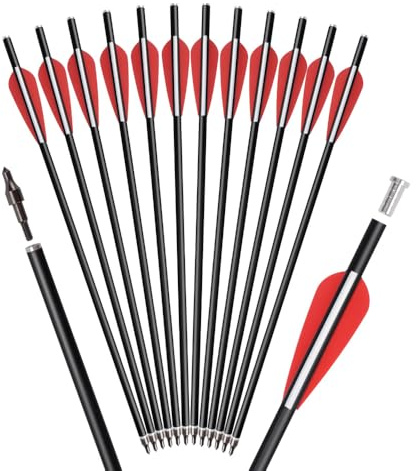 ELONG OUTDOOR Crossbow Bolts Arrows Fiberglass 14 Hunting Archery Target Arrow with Replaced 100 Grain Arrowheads Flat Nocks (Pack of 12)