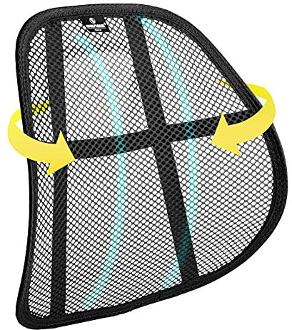 HIBRON SMAMS Respaldo Lumbar para Silla de Oficina o Coche Con Malla Super Tensa, Corrige la Postura y Alivia el Dolor Lumbar