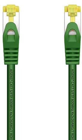 AISENS Cable De Red Latiguillo RJ45 LSZH Cat 7 600 MHz S FTP PIMF AWG26 Verde 25 cm