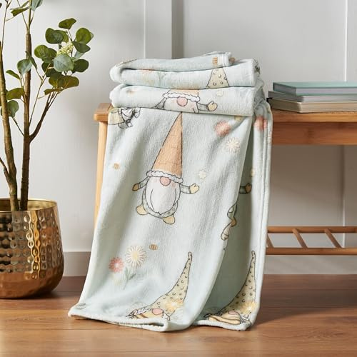 Catherine Lansfield Spring Gonks Cosy Fleece 130x170cm Blanket Throw Mint Green