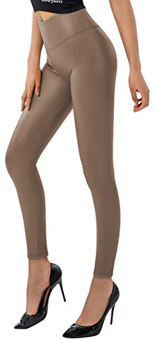 SOGNO D'ORO Leggings Cuero para Mujer Pantalones Medias de Cuero de imitación Pantalones de Cuero Sexy Pantalones de PU elásticos de Cintura Alta Ajustados Sexy