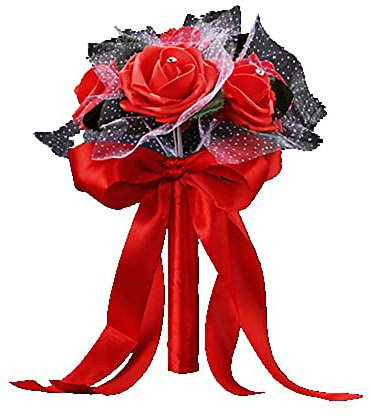 ISAKEN Bouquet de Mariée Bouquet Mariage pour Mariée, Faux Rose Fleur Bouquet de Mariée Artificiel Mariage Tenant des Fleurs pour Mariage, Mariage De Mariée Rose Artificielle Tenant