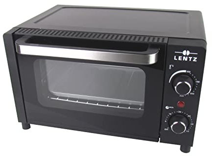 Mini-Backofen - Toastofen 12 Liter 1050 Watt inkl. Backblech Grillgitter, Griff für Blech und Gitter – ideal für Singles Wohnmobile Camping (Schwarz)