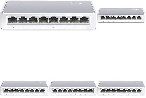 TP-Link TL-SF1008D Conmutador Fast Ethernet/Red/LAN de 8 Puertos (10/100 Mbps, Ajuste automático de Velocidad y dúplex, Plug and Play, MDI/MDIX automático, sin Ventilador) Blanco (Paquete de 5)