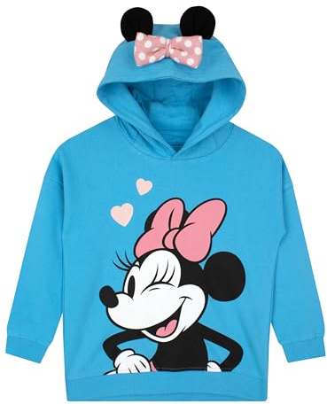 Disney Girls Minnie Mouse Hoodie | Girls Hoodie With 3D Minnie Ears | Ages 2 To 10 Years | Kids Hoodies