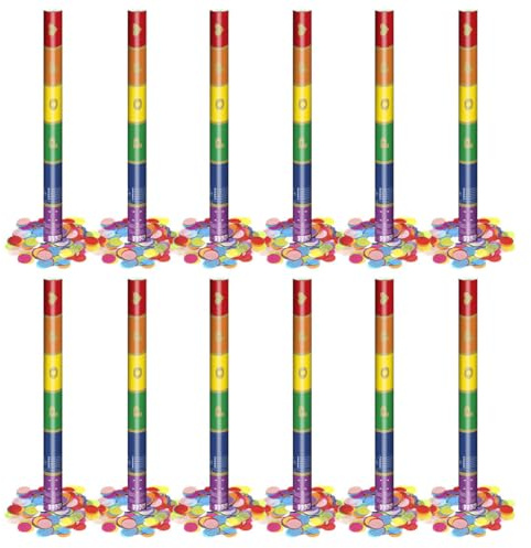 OH YEAH - 12 Unidades - Cañón Confeti Multicolor Papel - 50 cm - Fiestas y Celebraciones - Ideal para Bodas, Cumpleaños, Eventos y Despedidas - Gran Potencia de Alcance - FÁCIL DE USAR