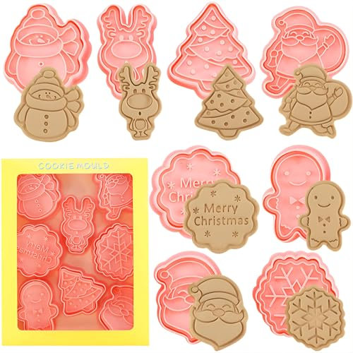 Veszoen 8 Stück Weihnachtsausstecher Ausstechformen Weihnachten Kinder 3D DIY Keksausstecher Weihnachten Plätzchenausstecher Plätzchen Ausstecher Weihnachten für Tortendeko Kekse Backen