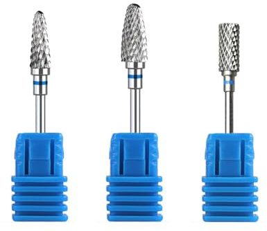 GNHG 3 Pezzi Punte Fresa per Unghie, Punta da Trapano per Unghie in Carburo di Tungsteno Professionale, Grana Fine e Media per Manicure e Pedicure