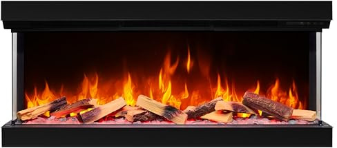 ArtiFlame AF50TS Chimenea Eléctrica Empotrable de 3 Caras (125 cm) – Inserto de Pared Panorámico con Efecto Llama 3D Realista, Calefacción 1800W, Control por App y Mando, Colores LED Ajustables, Efect