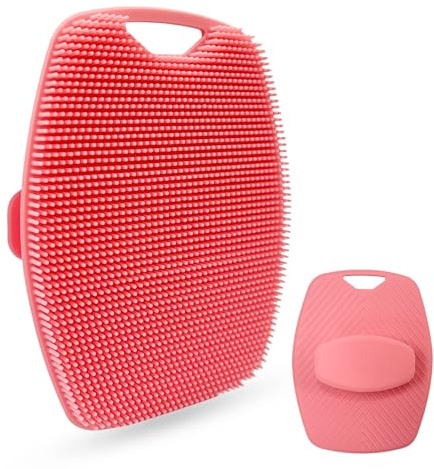 UBRAVE Silikon Kroppsborste, Duschborste, Exfoliera och Massera Försiktigt, Silikon Badborste för Vuxna och Spädbarn, Känslig och Alla Typer av Hud, Kroppsrengöring, Rosa