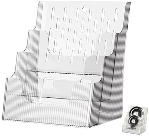Abaodam Porta Casuale e Tavolo Tasche Plastica da Brochure in Trasparente Supporto per Volantini Dépliant per Hotel e Ufficio Stili Multipli