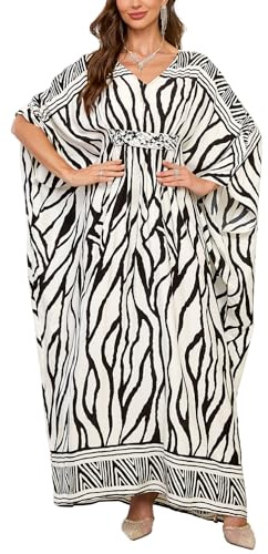 LikeJump Femmes Coton Robe Grande Taille Eté Caftan Longue Kimono Bikini Cover-Up Plage Tunique Maillot de Bain