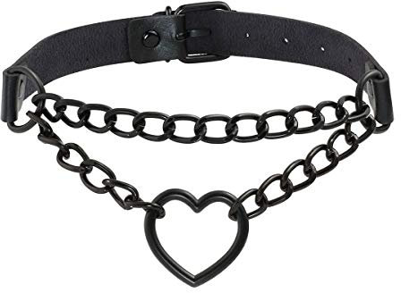 Eigso Frauen Vintage Punk Choker mit Herzform Anhänger Ketten Halskette Hip-Hop Schmuck verstellbar