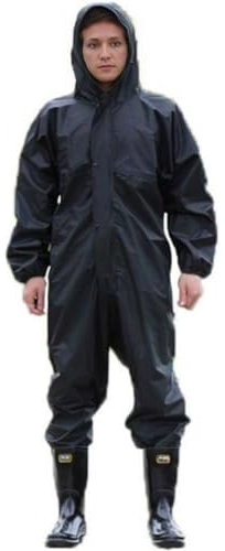 Hommes Imperméables Combinaisons à Capuchon Combinaisons de Pluie Vêtements de Travail Peinture Pulvérisation Noir XL