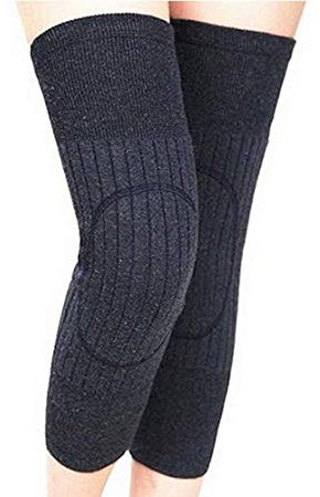 QUUPY Unisex Kaschmir-Woll-Kniebandage, unterstützt Beinwärmer, Winter, warm, Thermo-Kniebandage, Knieschützer, Ärmel-Kniewärmer, dunkelgrau, 43 x 16.5cm