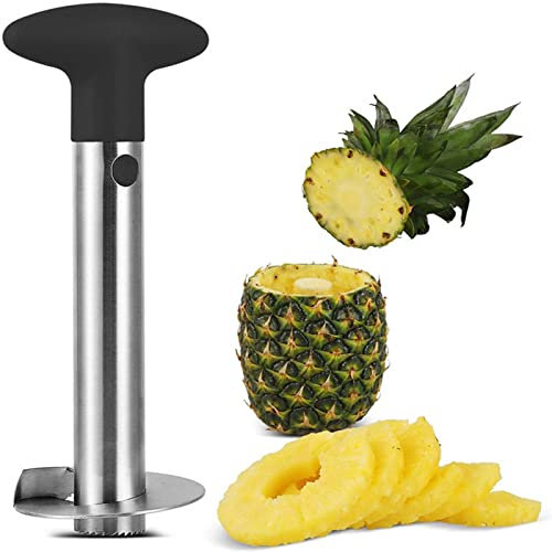 Coupe-ananas – Dénoyauteur d'ananas – Éplucheur d'ananas en acier inoxydable Outil pour la maison et la cuisine Noir