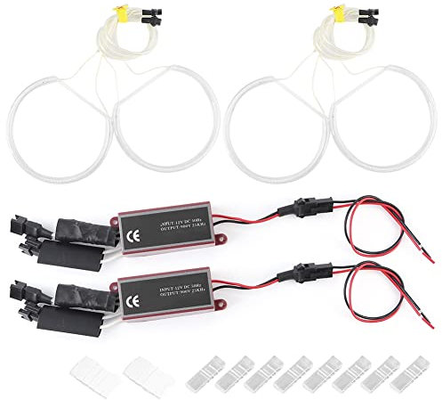 Akozon Scheinwerfer 4 Stück CCFL, 4 Stück CCFL LED Auto Angel Eyes Lampensatz Umrüstung Passend für E36 E38 E39 E46
