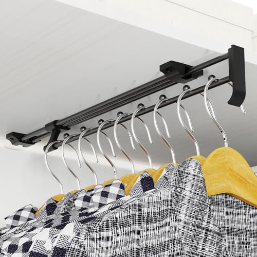 Aresvrgo Asta Appendiabiti per Armadio Allungabile, Bastone Appendiabiti Regolabile 35-61 cm, Adatto a Tutti I Tipi di Armadi Domestici e Ufficio