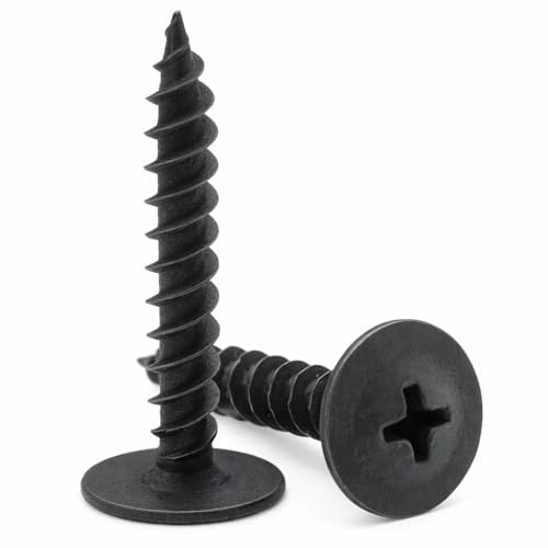 4.2mm x 19mm Tornillo autorroscante de cabeza de oblea, negro, tornillos de acero al carbono, accionamiento phillips de rosca fina, cabezal de brida pozi para chapa, cartón yeso y madera(50 pcs)