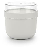 Brabantia - Make & Take Breakfast Bowl 0.5L - with Screw-On Ingredients Container (180 ml) - Leakproof - Large Opening - Suitable for Freezer - Dishwasher & Microwave Safe - Light Grey