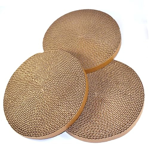 HQRP Paquete de 3 Almohadillas Redondas para rascar Gatos de 25.4 cm para Gatos, Repuesto para rascador de Gatos con Bola, Almohadillas de Repuesto para rascador de Gatos, Recambio Circular de cartón