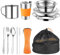 YushengTai Gavetta Scout, Set da 10 Pezzi, Campeggio con Posate, Forchette, Ciotole e Bacinelle Gavetta Scout, Gavetta Acciaio Inox per Viaggi All'aria Aperta, Campeggio, Picnic