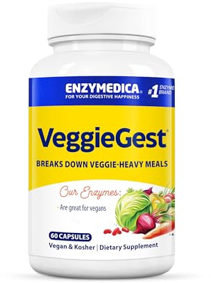 Enzymedica, VeggieGest, Verdauungsenzyme, 60 vegane Kapseln, hochdosiert, Laborgeprüft, Vegetarisch, Sojafrei, Glutenfrei, Ohne Gentechnik