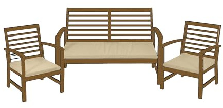 CASABELLAPIU Tris cojines de exterior, cojines desenfundables y lavables, medidas sillones 52 x 50 x 4,5 cm, medida sofá 110 x 52 x 4,5 cm. 100 % fabricado en Italia (cru)