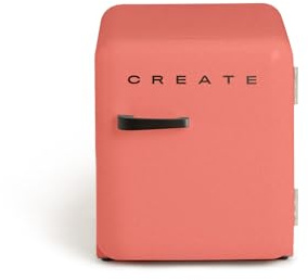 CREATE / RETRO FRIDGE 50 SCHWARZ/Kühlschrank in Terrakotta, Griff Schwarz / 85W, Minibar, eine Regalfläche, Retro-Design, 50cm, zwei Ablagen, 48L Fassungsvermögen, energiesparend, 50x44x49,8cm