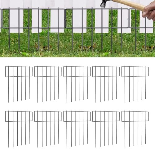 shpuuyy Clôture de jardin pour animaux | 10 barrières anti-creusement pour chien, clôture de jardin décorative en métal, piquets de défense pour extérieur, cour et jardin