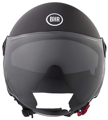 BHR hjälm Demi-Jet 840 DUAL SHIELD – skoterhjälm dubbelvisir godkänd enligt ECE 22.06 med internt solskydd och mikrometrisk utlösning – mattsvart M