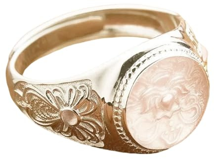 Chiorgone Light luxury Gold-Plated Lotus Prosperity Ring, Alloy Enamel Fortune Charm with Auspicious Cloud & Lotus Motifs Rings, Feng Shui Jewelry for Women.