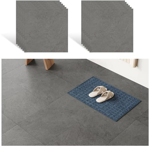 VEELIKE PVC-golvbeläggning betongutseende grå 12 stycken självhäftande golvplattor betongutseende PVC-kakel garage kakeldekaler golv sovrum vinylgolv självhäftande badrum 1,5 mm 30 cm x 30 cm